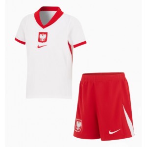 Fotbalové Dres Polsko Dětské Domácí Oblečení ME 2024 Krátký Rukáv (+ trenýrky)